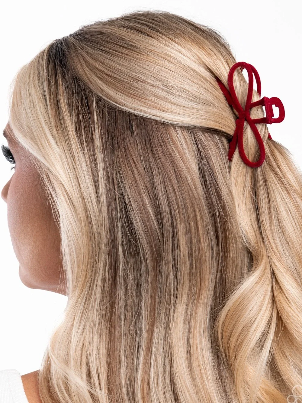NWT Red Merry BOW Round Claw Clip